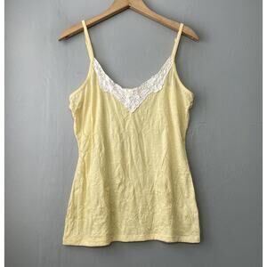 Maurices Cami Size Large Yellow Polka Dot Lace Trim Tank Y2K Coquette Dainty